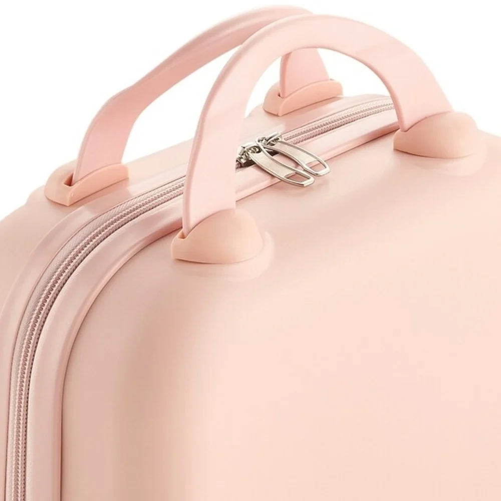 NWOT Living & Home Pink Portable HardShell Handheld Cosmetic Travel Trolley Case